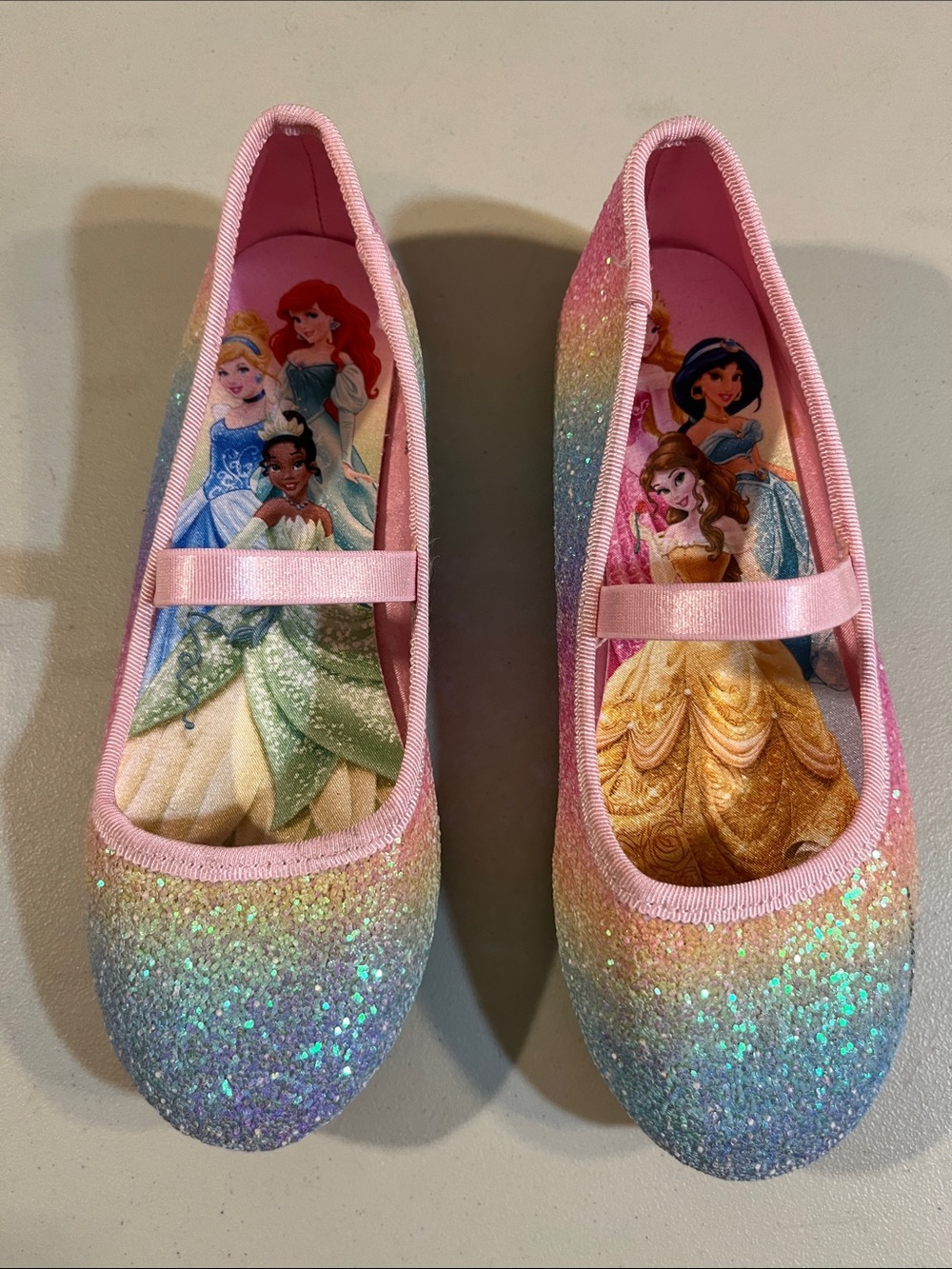 H&M Girls' Pink Glitter Disney Princess Ballet Flats